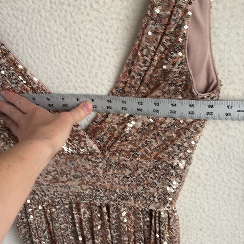 Badgley Mischka‎ Dress Womens Size 0 Gold Sequin - Picture 3 of 8